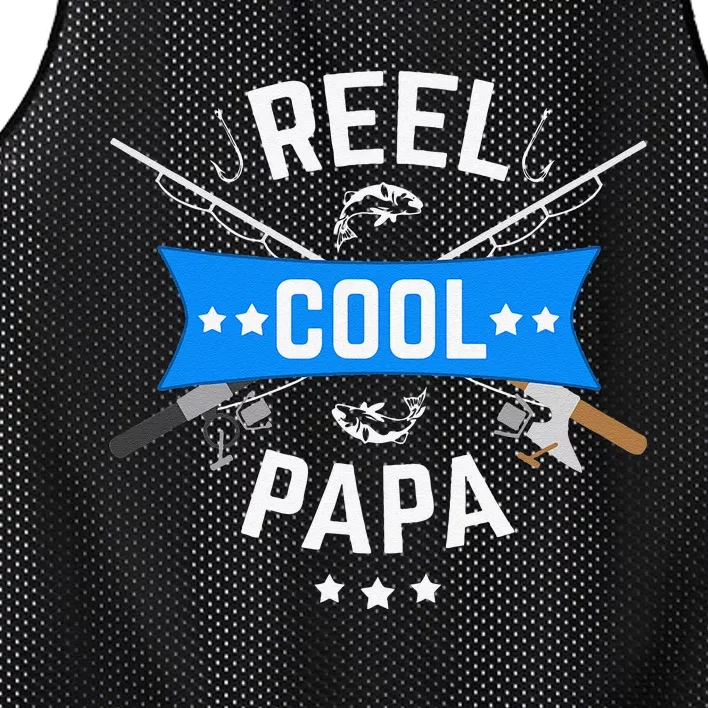 Cute Reel Cool Papa Cute Fishing Dad Birthday Gift Mesh Reversible Basketball Jersey Tank