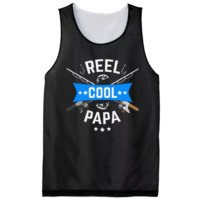 Cute Reel Cool Papa Cute Fishing Dad Birthday Gift Mesh Reversible Basketball Jersey Tank