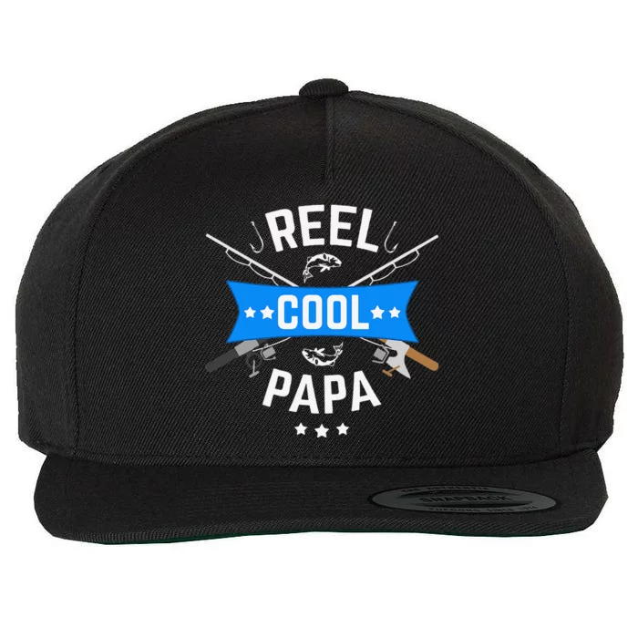 Cute Reel Cool Papa Cute Fishing Dad Birthday Gift Wool Snapback Cap