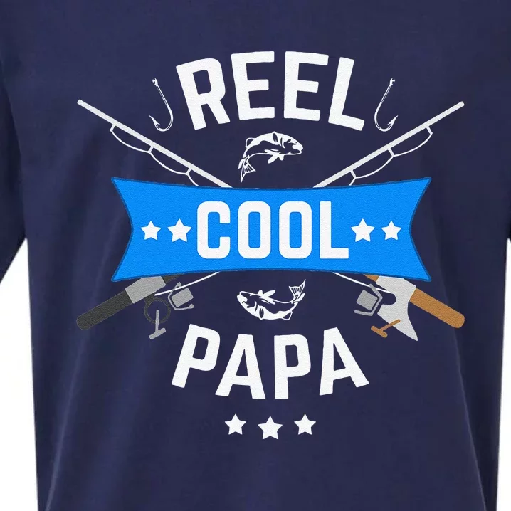 Cute Reel Cool Papa Cute Fishing Dad Birthday Gift Sueded Cloud Jersey T-Shirt