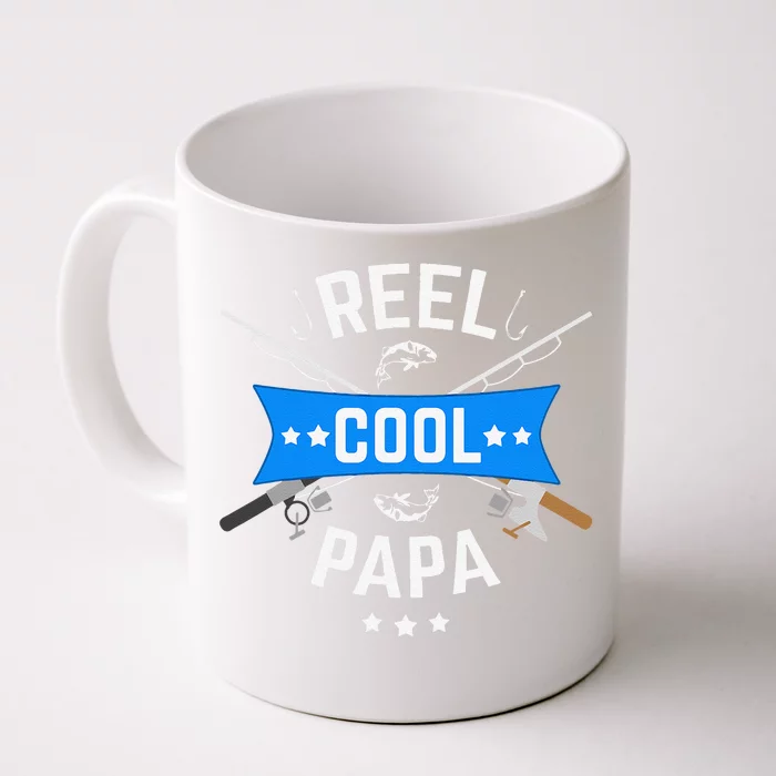 Cute Reel Cool Papa Cute Fishing Dad Birthday Gift Front & Back Coffee Mug