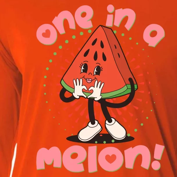 Cute Retro Cartoon Watermelon One In A Melon Cooling Performance Long Sleeve Crew