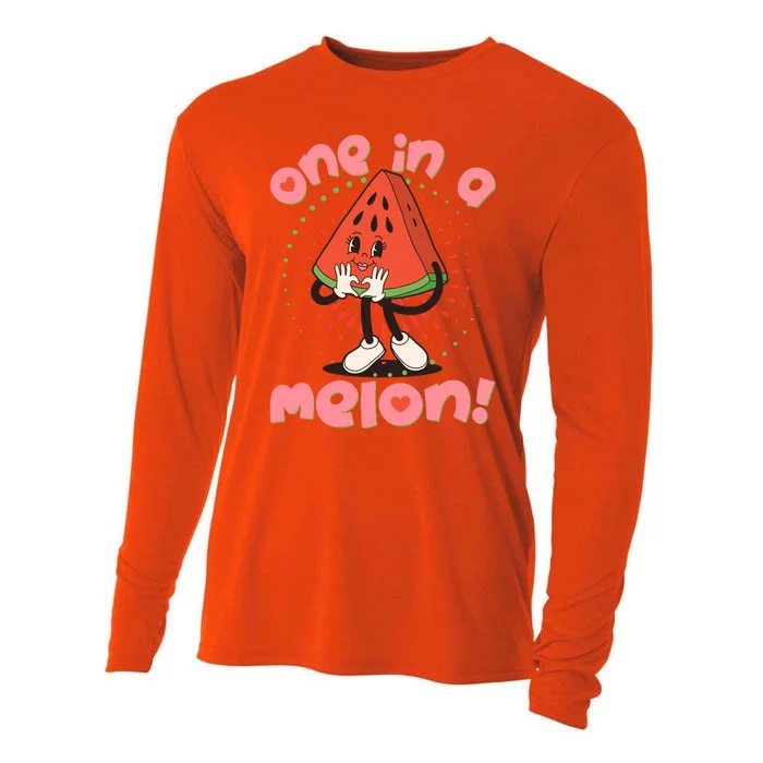 Cute Retro Cartoon Watermelon One In A Melon Cooling Performance Long Sleeve Crew