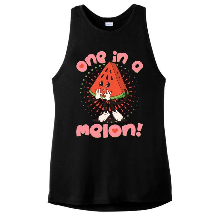 Cute Retro Cartoon Watermelon One In A Melon Ladies Tri-Blend Wicking Tank