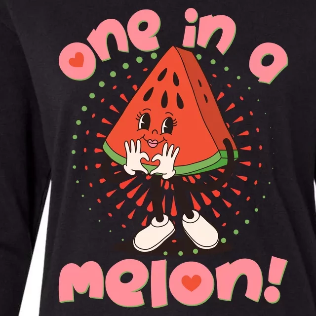 Cute Retro Cartoon Watermelon One In A Melon Womens Cotton Relaxed Long Sleeve T-Shirt