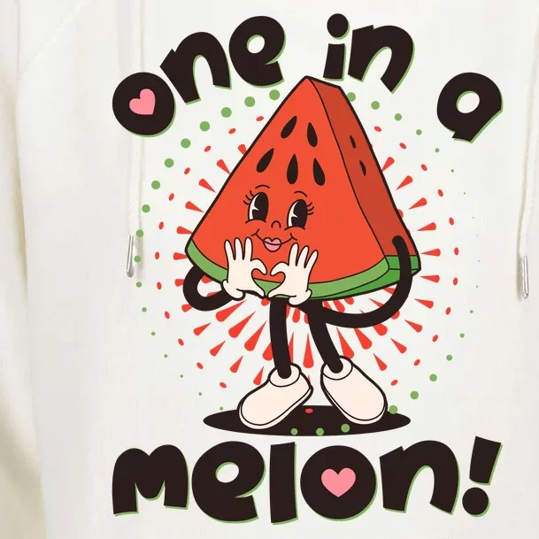 Cute Retro Cartoon Watermelon One In A Melon Womens Funnel Neck Pullover Hood