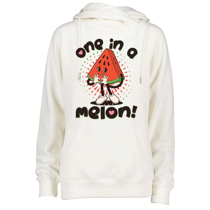 Cute Retro Cartoon Watermelon One In A Melon Womens Funnel Neck Pullover Hood