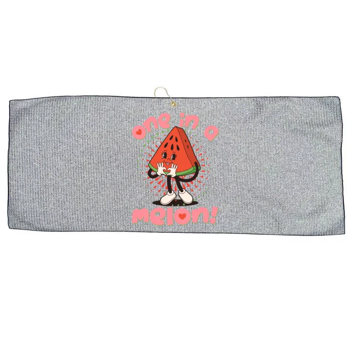 Cute Retro Cartoon Watermelon One In A Melon Large Microfiber Waffle Golf Towel