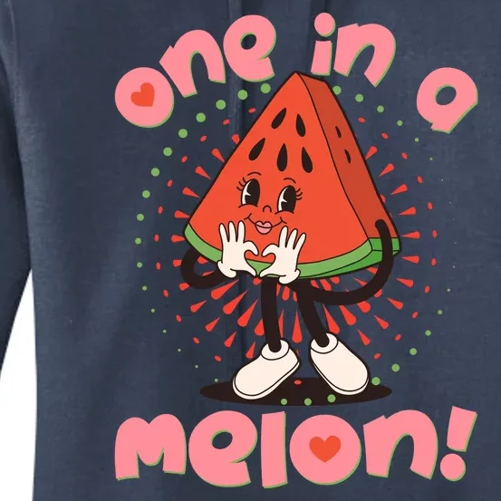 Cute Retro Cartoon Watermelon One In A Melon Women's Pullover Hoodie