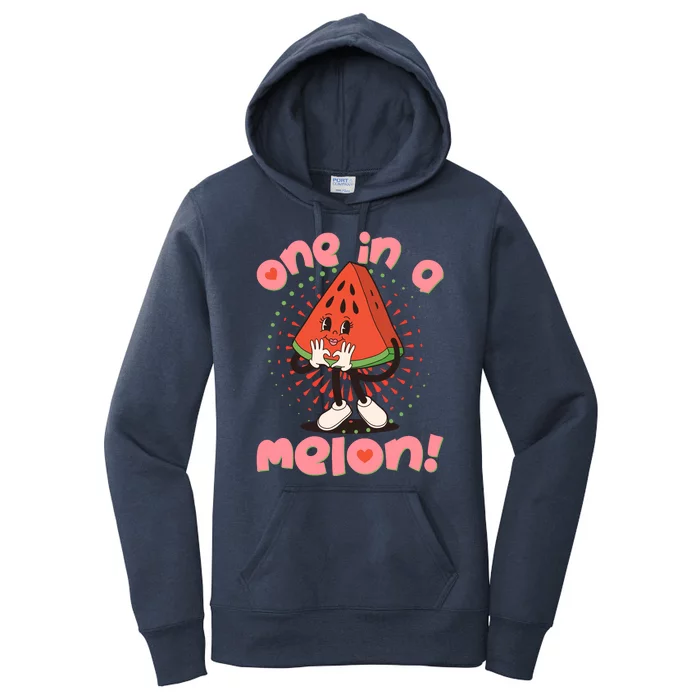 Cute Retro Cartoon Watermelon One In A Melon Women's Pullover Hoodie