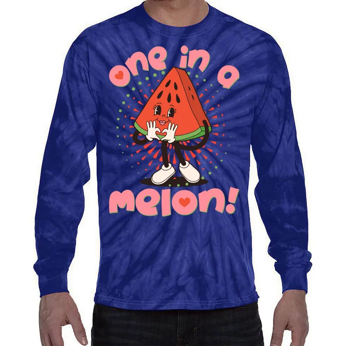 Cute Retro Cartoon Watermelon One In A Melon Tie-Dye Long Sleeve Shirt