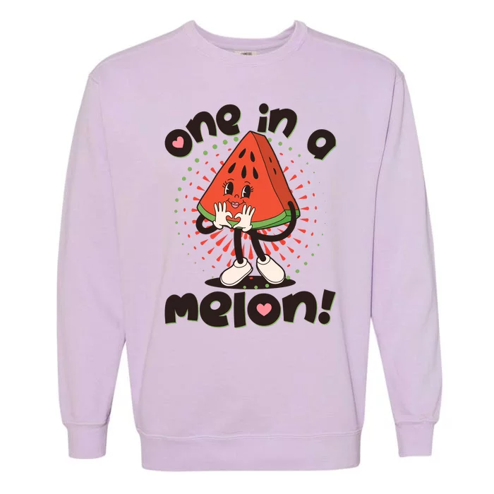 Cute Retro Cartoon Watermelon One In A Melon Garment-Dyed Sweatshirt