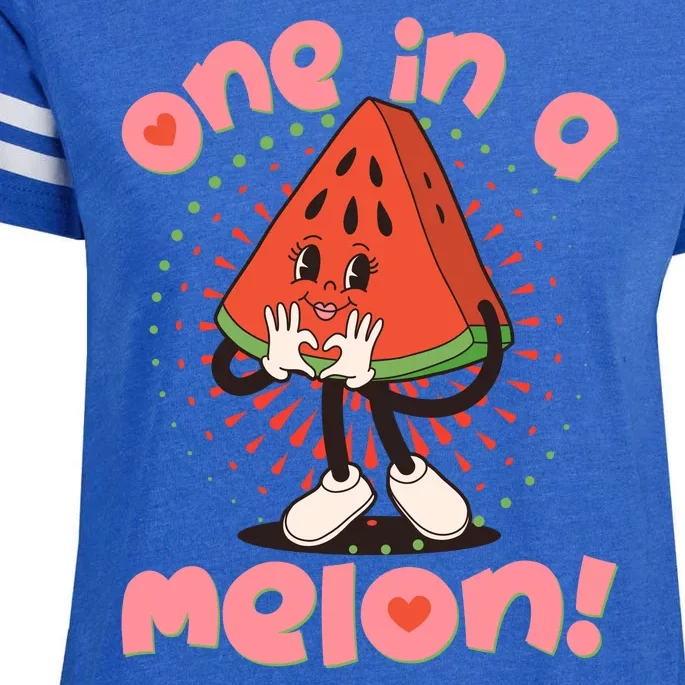 Cute Retro Cartoon Watermelon One In A Melon Enza Ladies Jersey Football T-Shirt