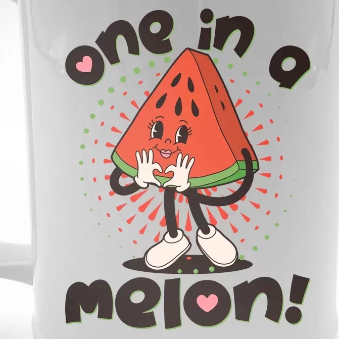 Cute Retro Cartoon Watermelon One In A Melon Front & Back Beer Stein