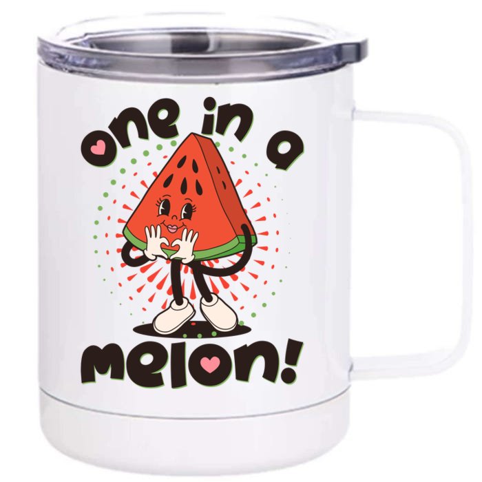 Cute Retro Cartoon Watermelon One In A Melon Front & Back 12oz Stainless Steel Tumbler Cup