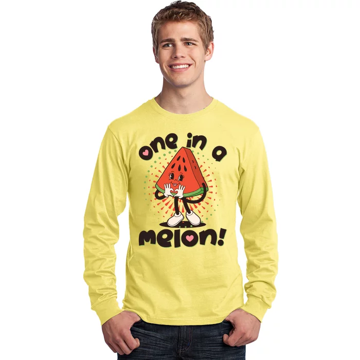 Cute Retro Cartoon Watermelon One In A Melon Long Sleeve Shirt