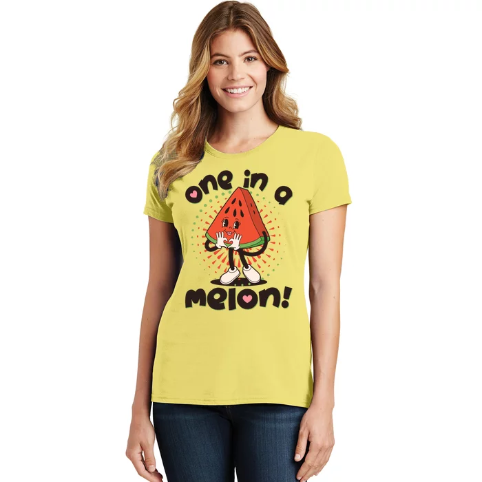 Cute Retro Cartoon Watermelon One In A Melon Women's T-Shirt