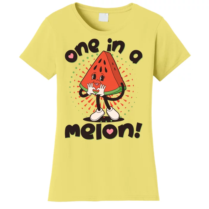 Cute Retro Cartoon Watermelon One In A Melon Women's T-Shirt