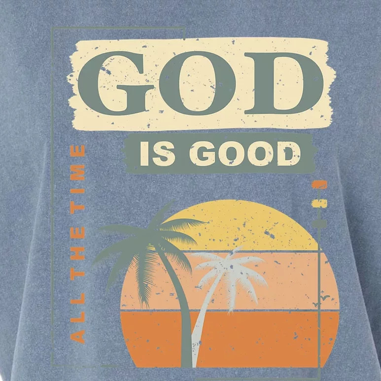 Cool Retro Christian Saying God Is Good All The Time Garment-Dyed Women's Muscle Tee