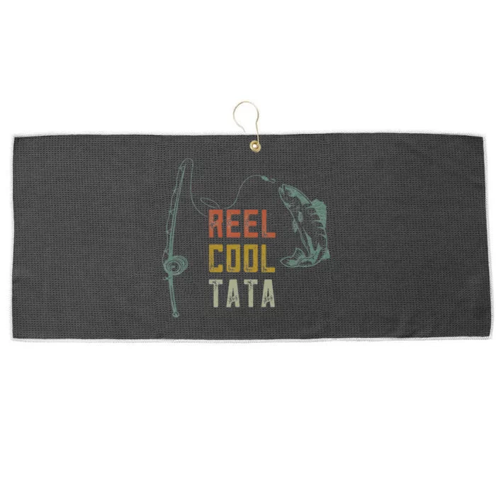 Cute Reel Cool Tata Fishing Fun Fathers Day Indian Grandpa Large Microfiber Waffle Golf Towel