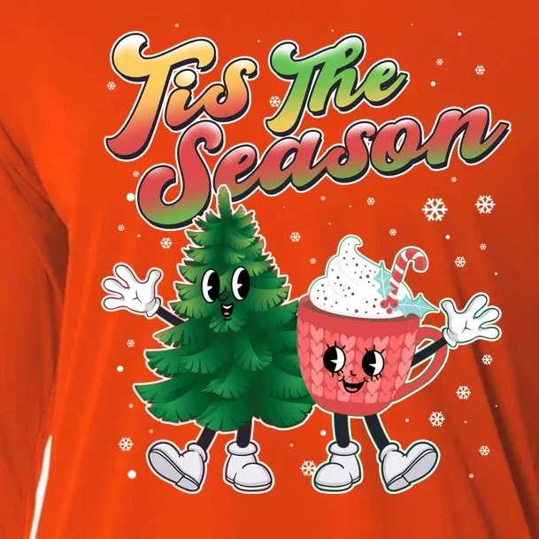 Cute Retro Cartoon Christmas Tis The Season Cooling Performance Long Sleeve Crew