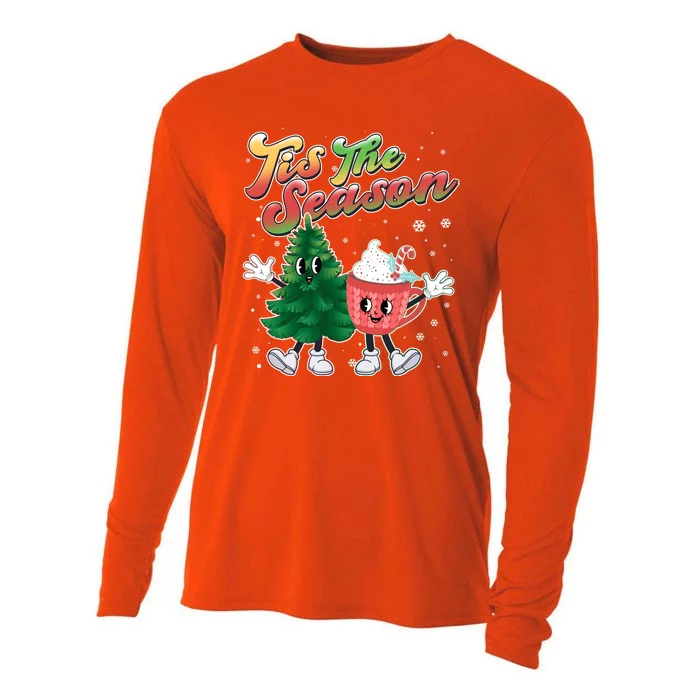 Cute Retro Cartoon Christmas Tis The Season Cooling Performance Long Sleeve Crew