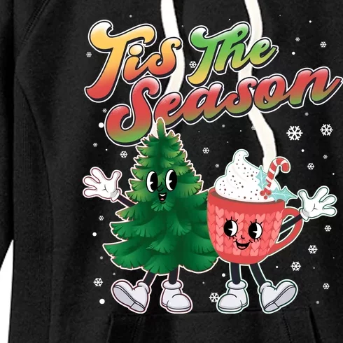 Cute Retro Cartoon Christmas Tis The Season Women's Fleece Hoodie