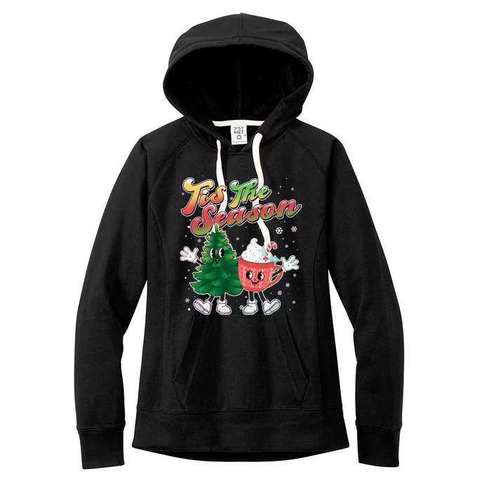 Cute Retro Cartoon Christmas Tis The Season Women's Fleece Hoodie