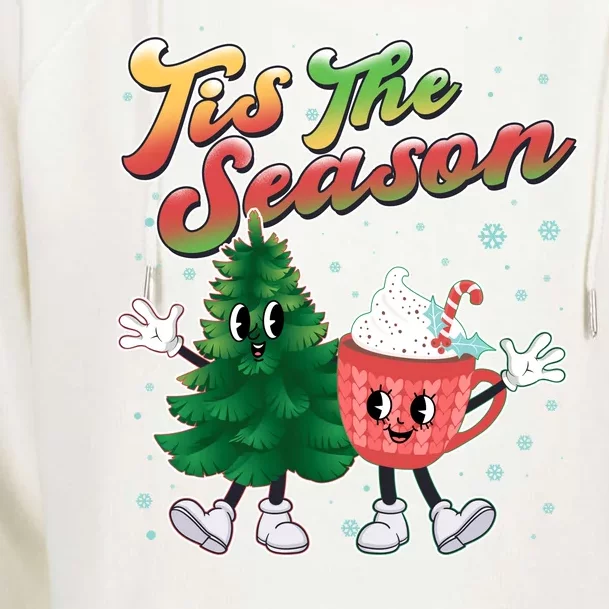 Cute Retro Cartoon Christmas Tis The Season Womens Funnel Neck Pullover Hood