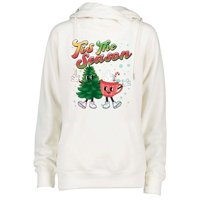 Cute Retro Cartoon Christmas Tis The Season Womens Funnel Neck Pullover Hood