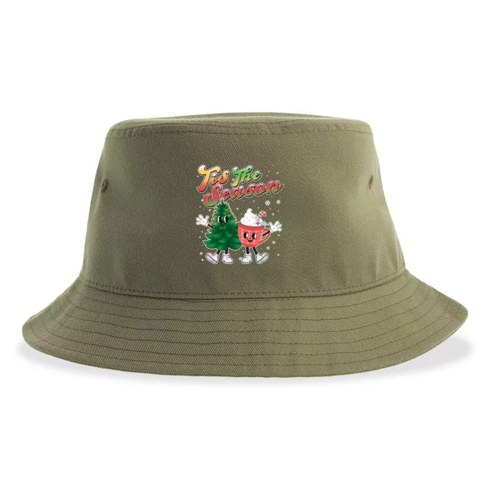 Cute Retro Cartoon Christmas Tis The Season Sustainable Bucket Hat