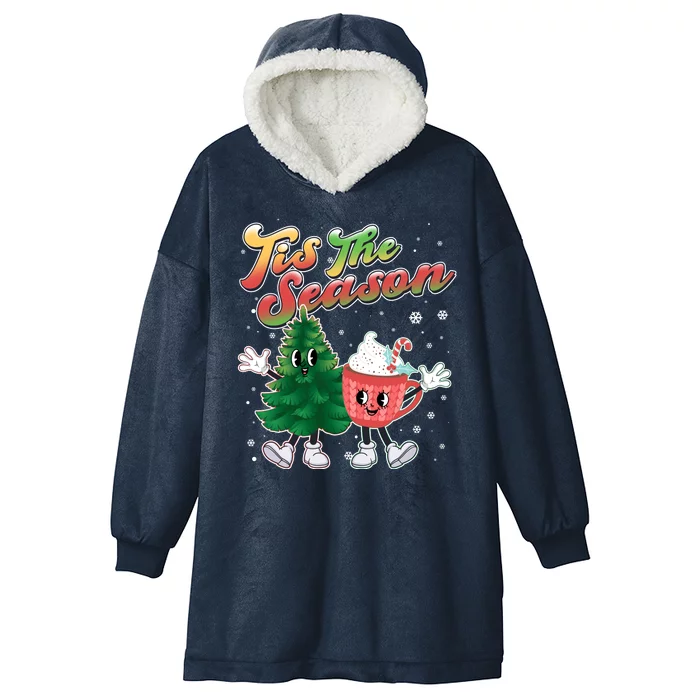 Cute Retro Cartoon Christmas Tis The Season Hooded Wearable Blanket