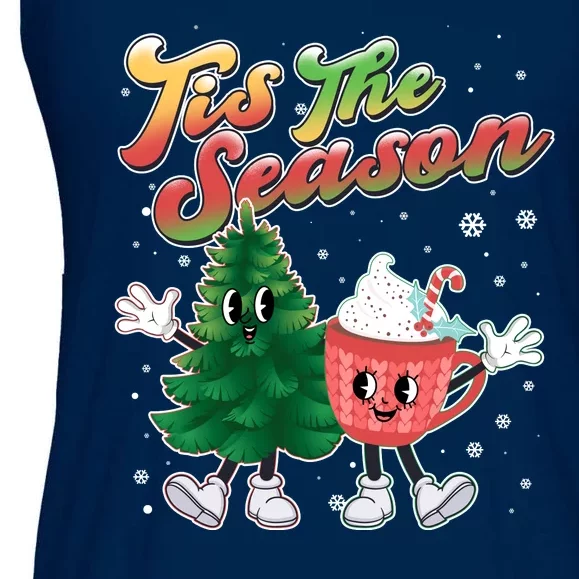 Cute Retro Cartoon Christmas Tis The Season Ladies Essential Flowy Tank