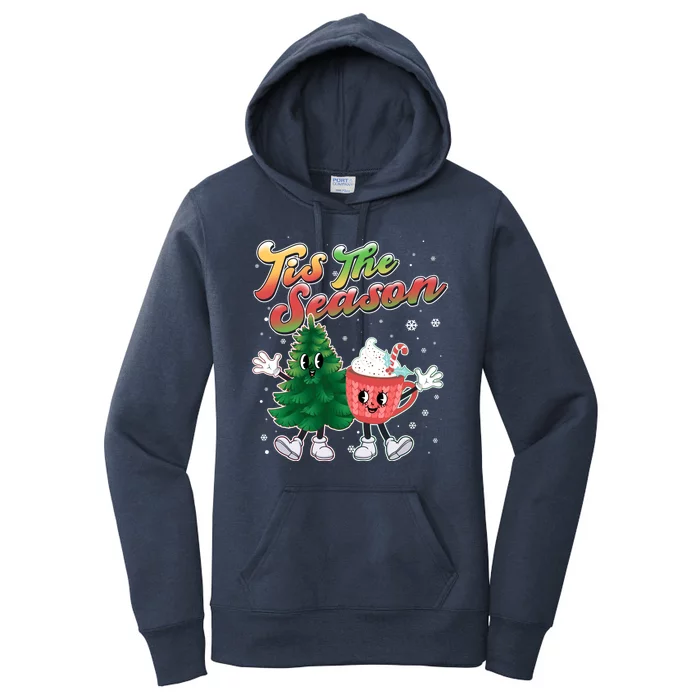 Cute Retro Cartoon Christmas Tis The Season Women's Pullover Hoodie