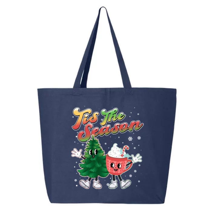 Cute Retro Cartoon Christmas Tis The Season 25L Jumbo Tote