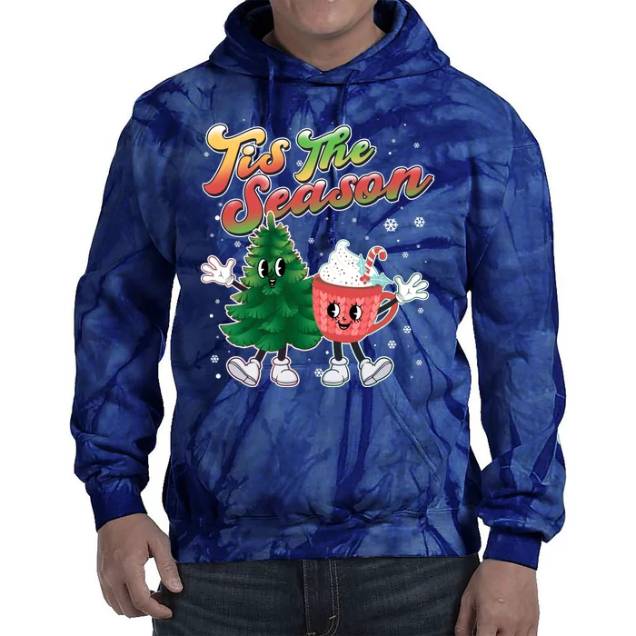 Cute Retro Cartoon Christmas Tis The Season Tie Dye Hoodie