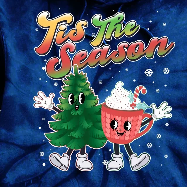 Cute Retro Cartoon Christmas Tis The Season Tie Dye Hoodie