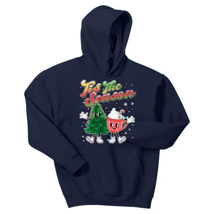 Cute Retro Cartoon Christmas Tis The Season Kids Hoodie