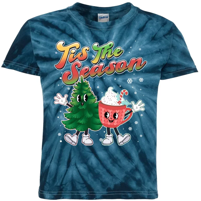 Cute Retro Cartoon Christmas Tis The Season Kids Tie-Dye T-Shirt