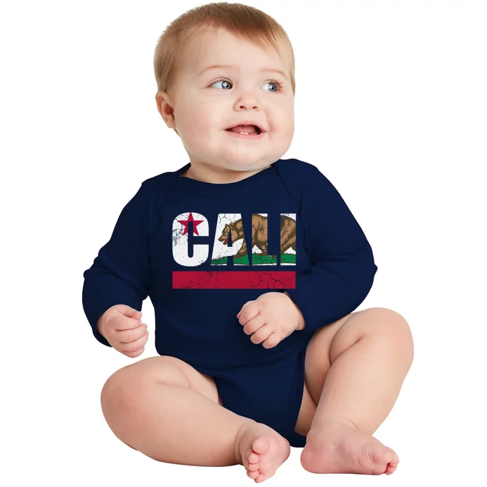 California Republic Cali Flag Vintage Fade Baby Long Sleeve Bodysuit