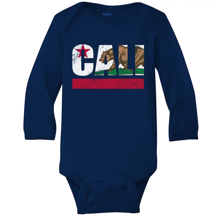 California Republic Cali Flag Vintage Fade Baby Long Sleeve Bodysuit