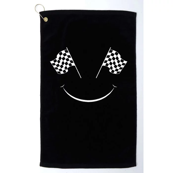 Car Racing Checkered Flag Smile Finish Line Automobile Racer Platinum Collection Golf Towel