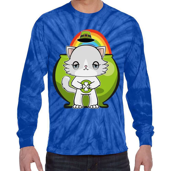 Cute Ragdoll Cat Anime Feline St Patricks Irish Funny Gift Tie-Dye Long Sleeve Shirt