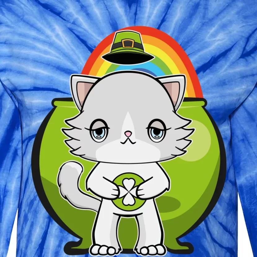 Cute Ragdoll Cat Anime Feline St Patricks Irish Funny Gift Tie-Dye Long Sleeve Shirt