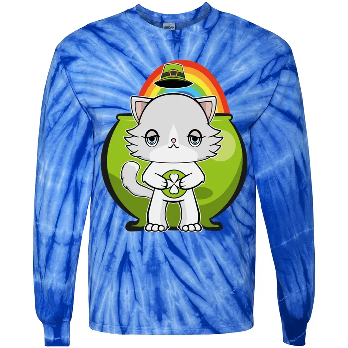 Cute Ragdoll Cat Anime Feline St Patricks Irish Funny Gift Tie-Dye Long Sleeve Shirt