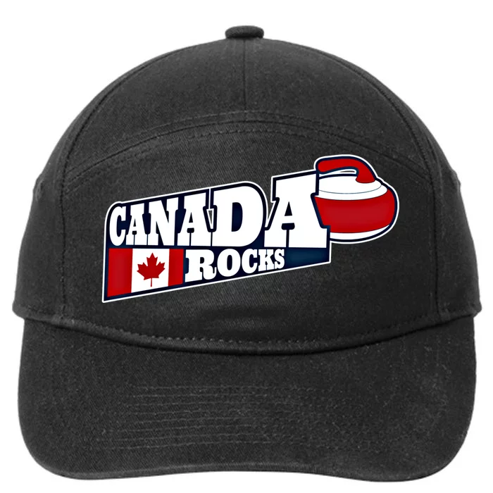 Canada Rocks Curling Stone Curler Canadian Flag Curling Funny Gift 7-Panel Snapback Hat