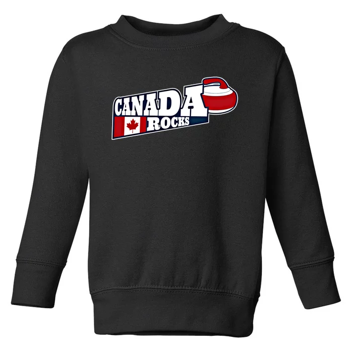 Canada Rocks Curling Stone Curler Canadian Flag Curling Funny Gift Toddler Sweatshirt