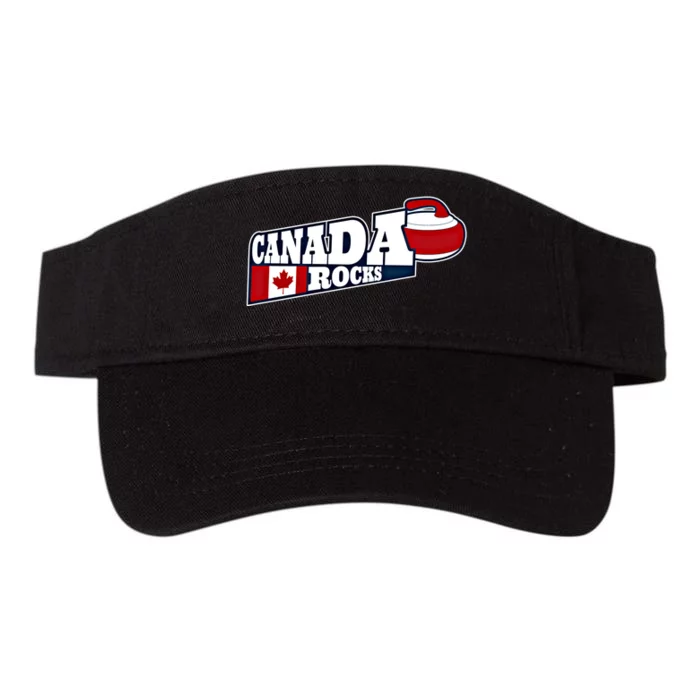 Canada Rocks Curling Stone Curler Canadian Flag Curling Funny Gift Valucap Bio-Washed Visor