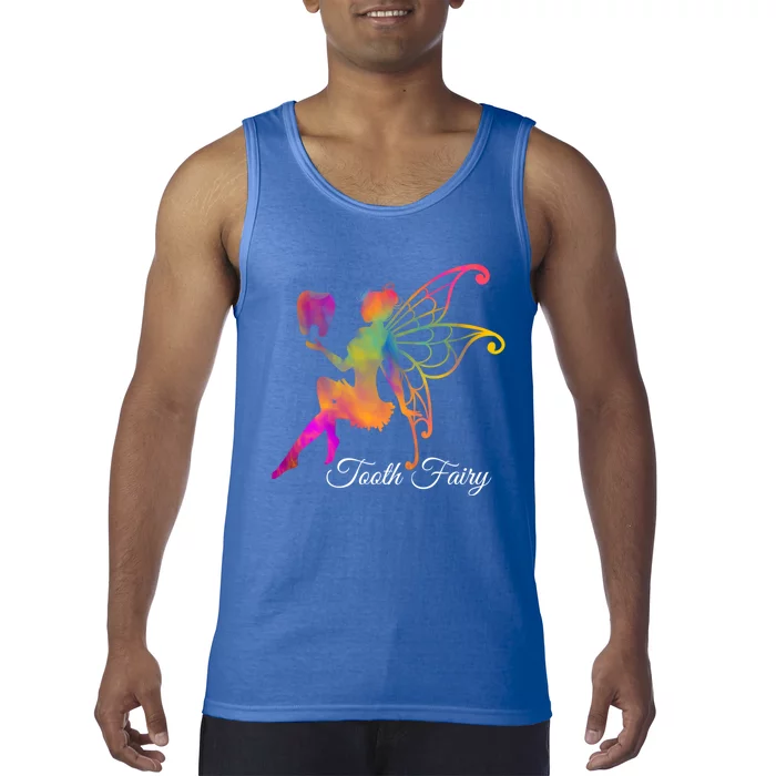 Cute Rainbow Colored Tooth Fairy Teeth Gift Tank Top