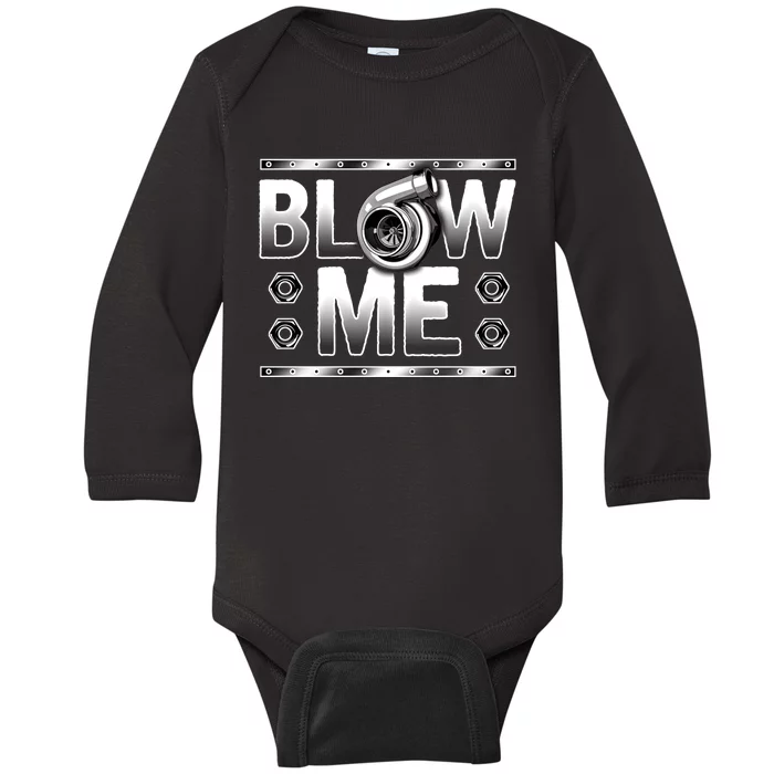 Car Racing Cool Gift Blow Me Turbo Boost Muscle Cars Gift Baby Long Sleeve Bodysuit